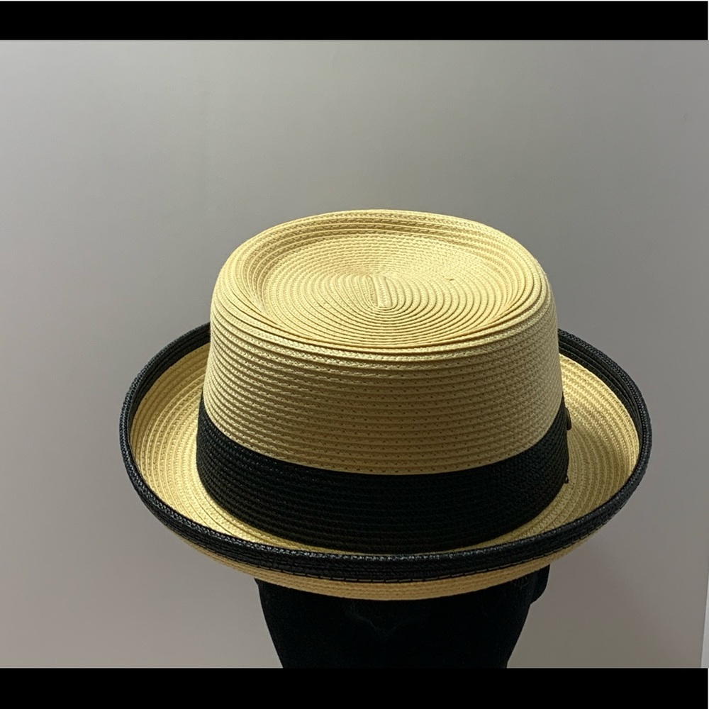 Lightweight Pork Pie Hat - Tan and Black